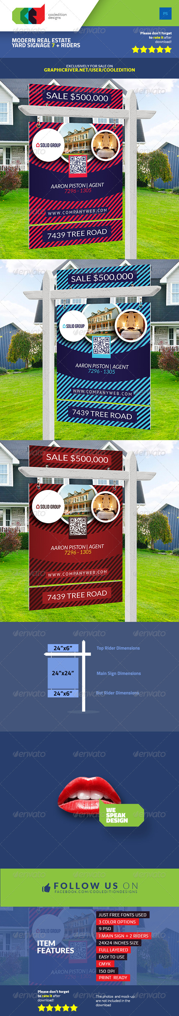 Modern Real Estate Yard Signage 7 + Riders by cooledition